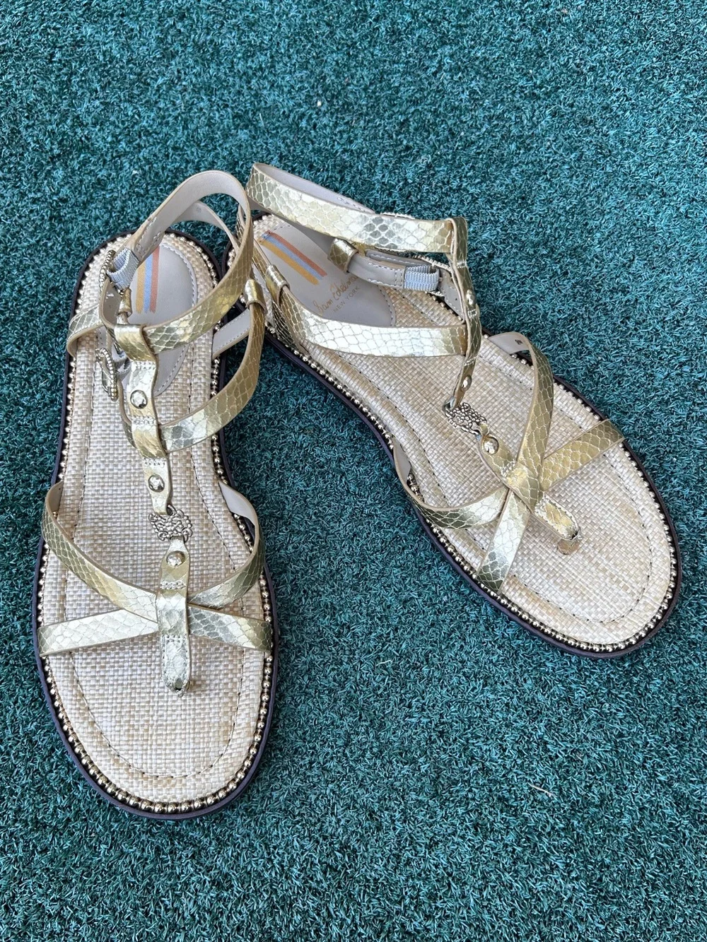 NWT Sam Edelman Talya Ankle Strap Sandal Gold 9